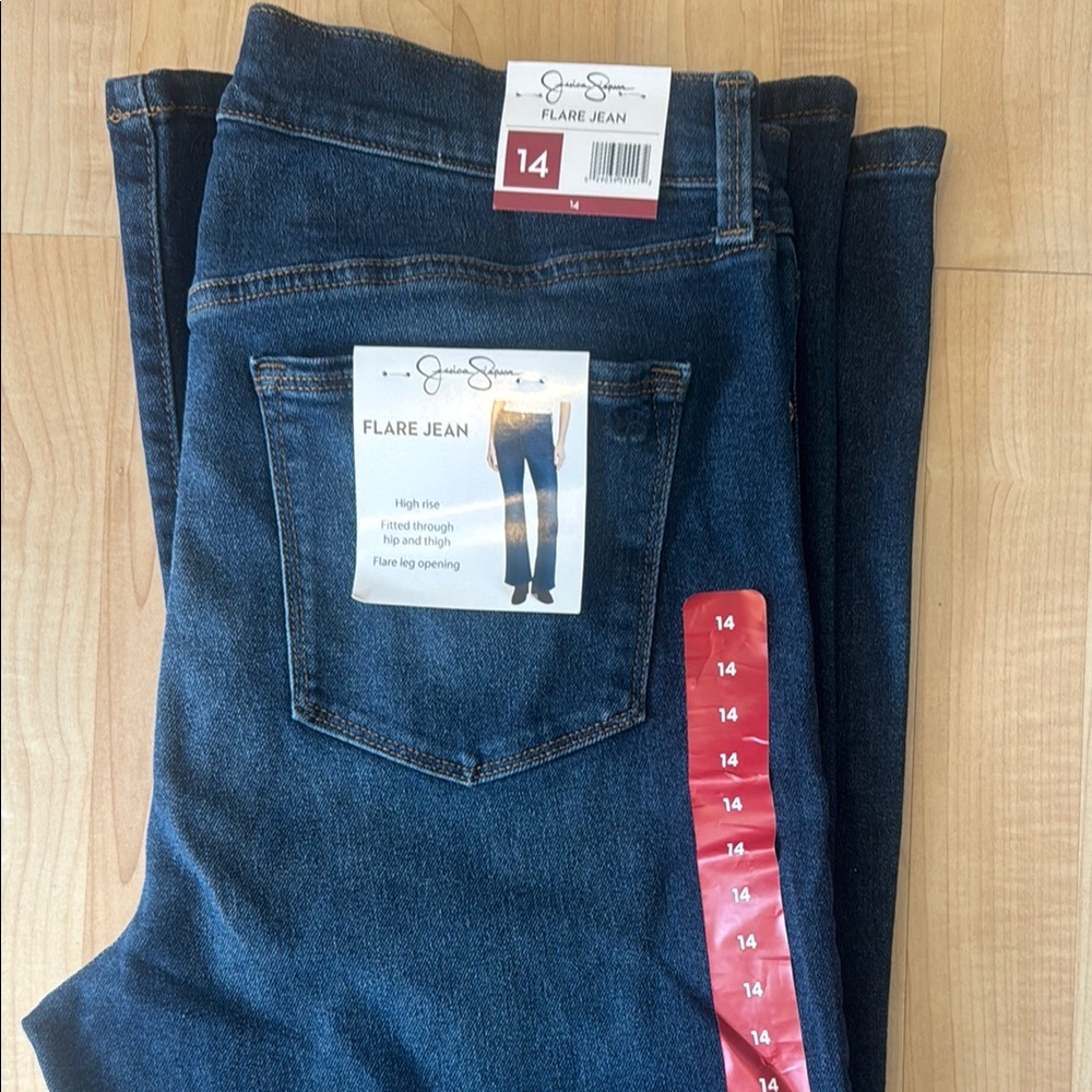New Size 14 Jessica Simpson Blue High Rise Flare Jeans